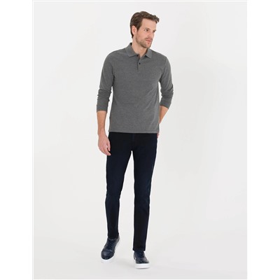 Antrasit Melanj Slim Fit Basic Sweatshirt
