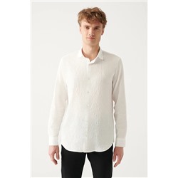Avva Erkek Beyaz Gofreli Pamuklu Klasik Yaka Slim Fit Dar Kesim Gömlek A31y2069 A31Y2069