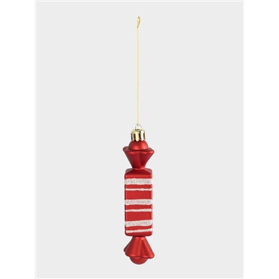 Игрушка елочная, 2 шт, 3х12 см, пластик, красная, Конфеты, New year