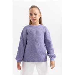 Defacto Kız Çocuk Regular Fit Bisiklet Yaka Kazak B3865A823WN