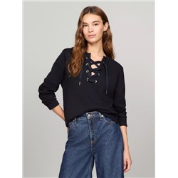 Long-Sleeve Lace-Up Sweatshirt