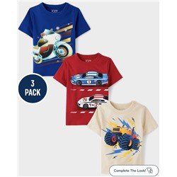 Baby And Toddler Boys Vehicle Graphic Tee 3-Pack - Multi