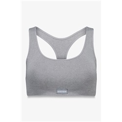 Top sin costuras LOVELY cuadrillé gris claro