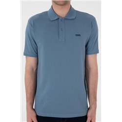Erkek Regular Fit Polo Yaka Koyu Mavi Basic Tişört