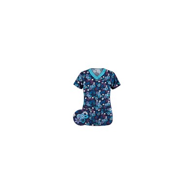 UA Mystic Garden Navy V-Neck Print Scrub Top