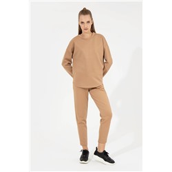 Kadın Camel Bisiklet Yaka Sweatshirt
