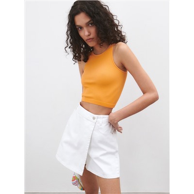 Denim-Shorts mit asymmetrischem Verschluss