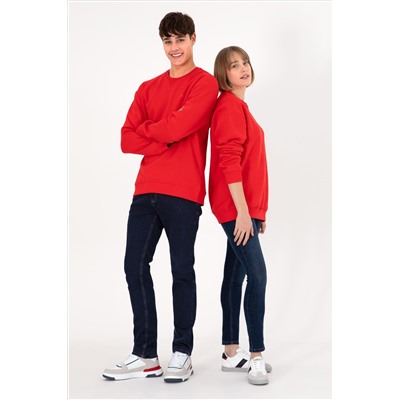 Erkek Kırmızı Basic Sweatshirt
