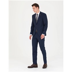 Lacivert Ekstra Slim Fit Çizgili Takım Elbise