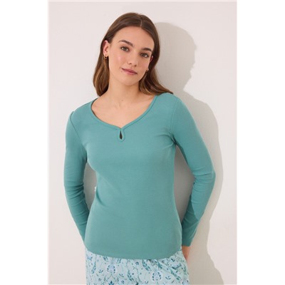 Pijama largo verde esmeralda flores