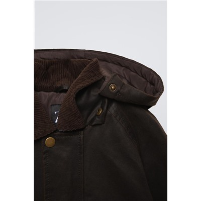DETACHABLE HOODED WAXED JACKET