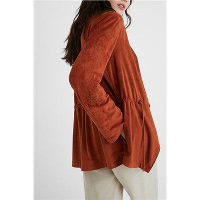 Blazer abierta efecto piel