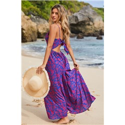 Floral Print Knotted V-Neck Maxi Dress