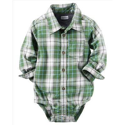 Plaid Button-Front Bodysuit