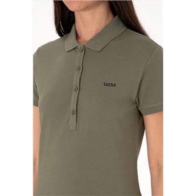 Kadın Koyu Haki Basic Polo Yaka Tişört