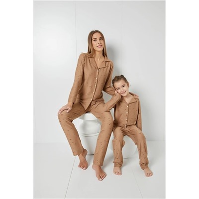 Siyah İnci Desenli Örme Düğmeli Pijama Takım 21273100