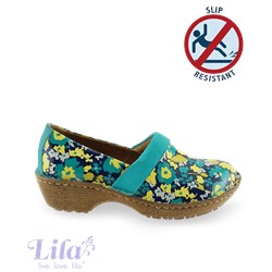Lila Bella Floral Vegan Nursing Clog Navy/Cloud/Blue