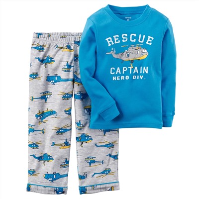 2-Piece Cotton & Fleece PJs
