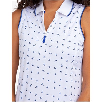 ZIP UP FLOUNCE PRINTED POLO DRESS