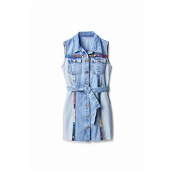 Vestido corto denim patch