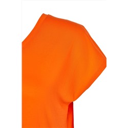 Turuncu Boyfriend V Yaka Yırtmaçlı %100 Pamuk Örme T-Shirt TBBSS22BF0036