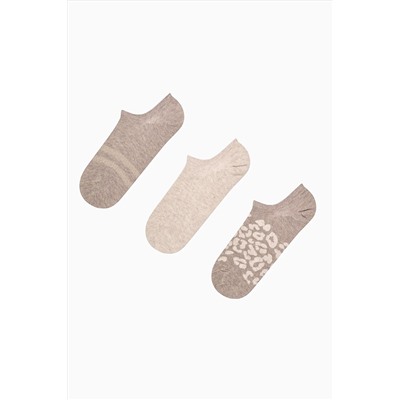 Penti, Leopard Shiny Stripe 3lü Nej Melanj Sneaker Çorap