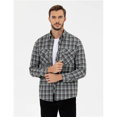 Yeşil Regular Fit Uzun Kollu Gömlek