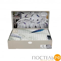 Постельное белье Карвен Stripe Satin с цветным принтом евро N250 -SB011 (6пр.)