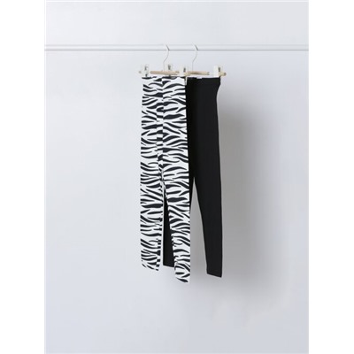 2-PACK OF LONG BASIC PLAIN AND PRINTED LEGGINGS