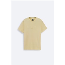 Avva, Erkek Sarı Soft Touch Bisiklet Yaka Baskılı T-Shirt A41Y1333