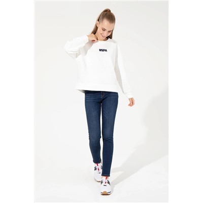 Kadın Ekru Bisiklet Yaka Basic Sweatshirt