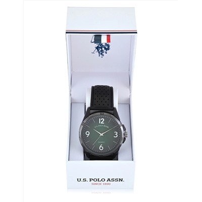 MENS BLACK STRAP GREEN FACE WATCH