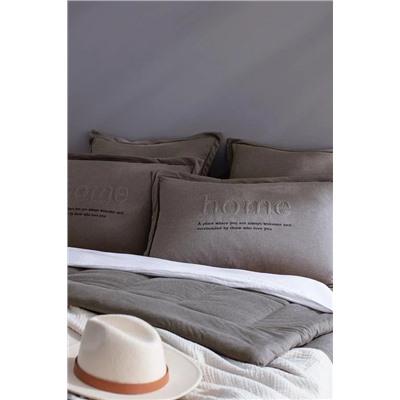 Bobigny Çift Kişilik Pamuklu SuperSoft Comforter Set - Antrasit