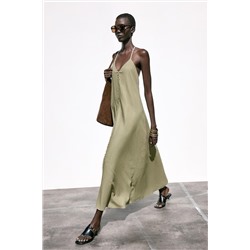 VOLUMINOUS LINEN BLEND MIDI DRESS