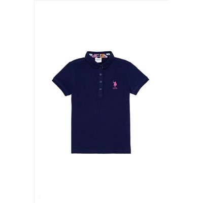 Kız Çocuk Lacivert Basic Polo Yaka Tişört
