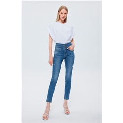 Vaquero skinny fit de tiro alto Azul cobalto