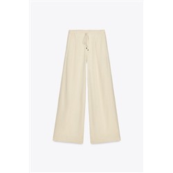 LINEN BLEND WIDE-LEG TROUSERS WITH BELT