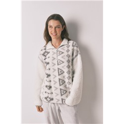Pijama largo borrego y polar estampado