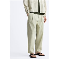 SEERSUCKER TROUSERS WITH PLEATS