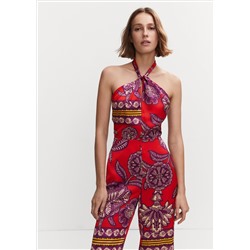Mono satinado cuello halter