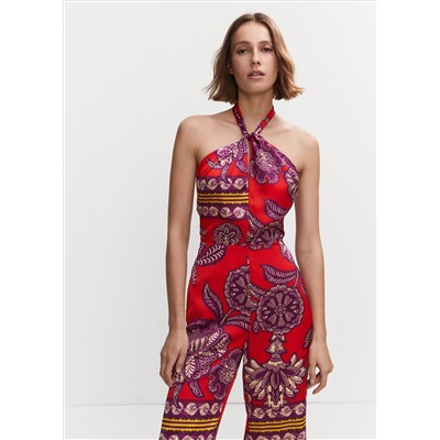 Mono satinado cuello halter