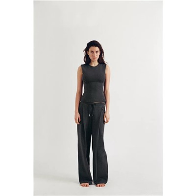 INTERLOCK PEPLUM TOP