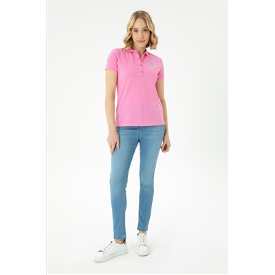 Kadın Pembe Basic Polo Yaka Tişört