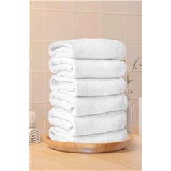 Meslina Home 6 Adet Beyaz Otel Havlusu %100 Pamuk El & Yüz & Baş Havlusu 50x90 Cm HS-OTEL