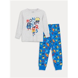 LC Waikiki Bisiklet Yaka Baskılı Uzun Kollu Erkek Çocuk Pijama Takımı, LCW Kids                                            
                                            Bisiklet Yaka Baskılı Uzun Kollu Erkek Çocuk Pijama Takımı