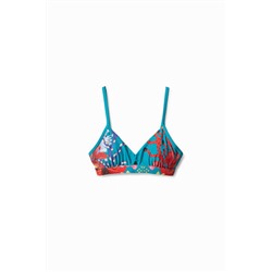 Top bikini triángulo corales