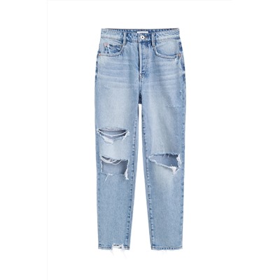 Vaquero slim fit 7/8 de tiro alto Azul claro