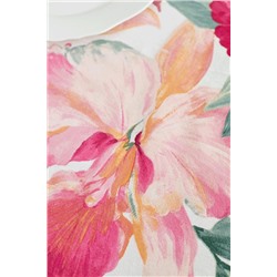 Flora Polycotton Masa Örtüsü - Koyu Pembe - 160x160cm