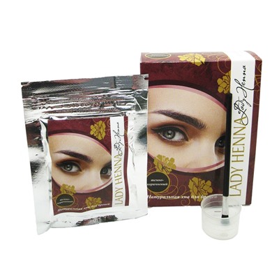LADY HENNA Natural henna for eyebrows Dark brown  Хна для бровей натуральная Темно-коричневая 10г