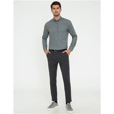 Gri Slim Fit Uzun Kollu Gömlek